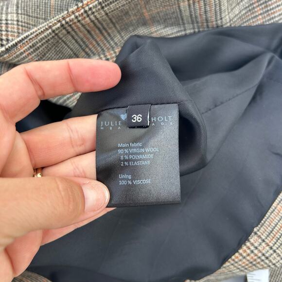 Julie Fagerholt Heartmade Blazer Glen Plaid Check Wool 4 Scandi Jacket 36 - Picture 3 of 10